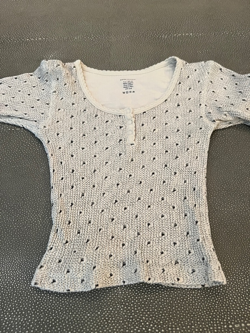 Girls' Cream Eyelet Knit Short Sleeve Top